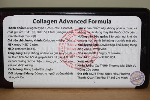 Nội dung nhãn phụ sản phẩm Collagen